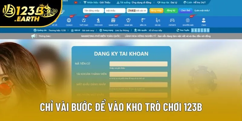Chỉ vài bước để vào kho trò chơi 123B